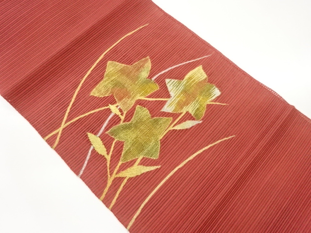 絽綴れすくい織桔梗模様織出し名古屋帯